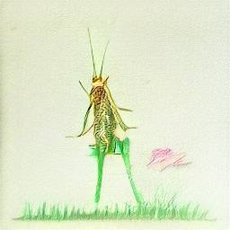 the grasshopper who has flung herself out of the grass